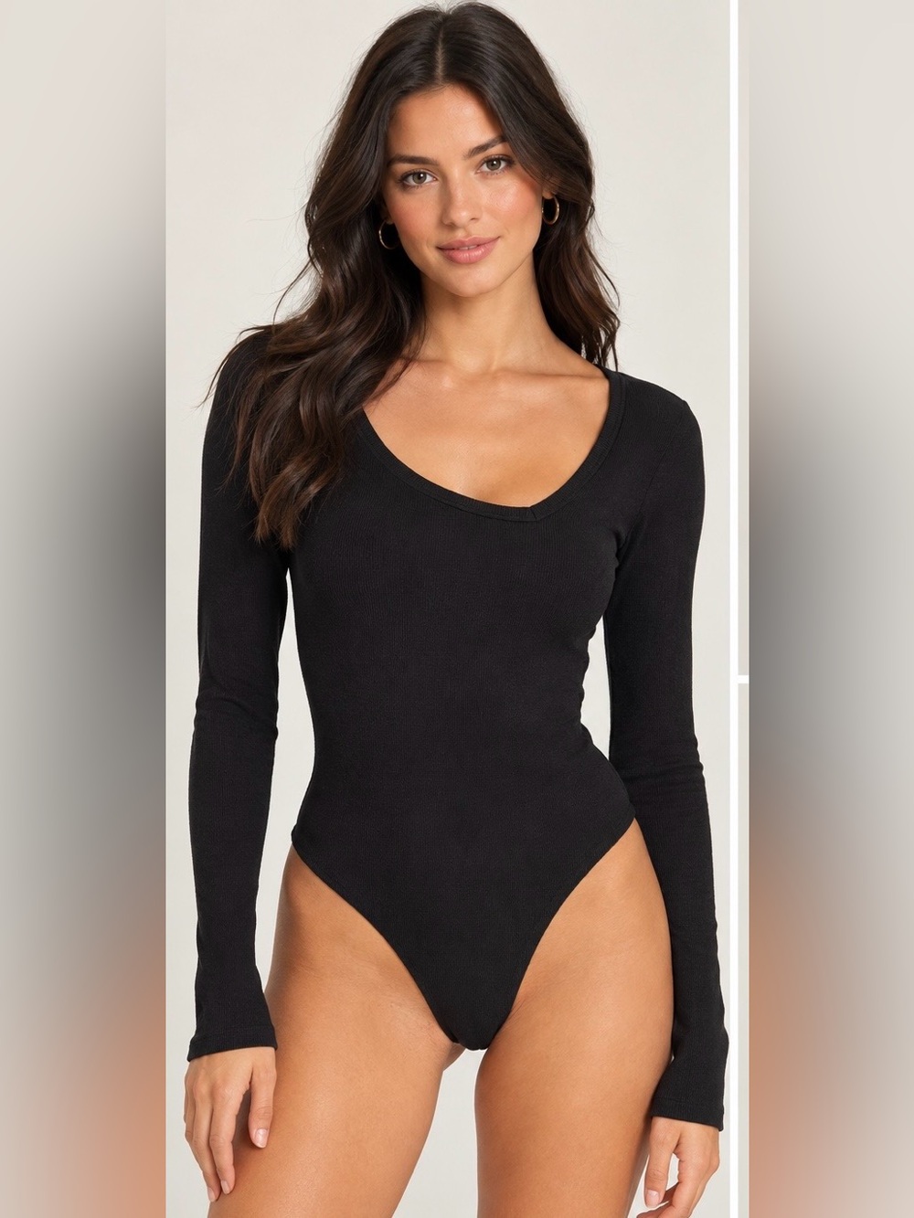 NWT Naked Wardrobe Black Ribbed Asymmetrical Neck Bodysuit Size Medium